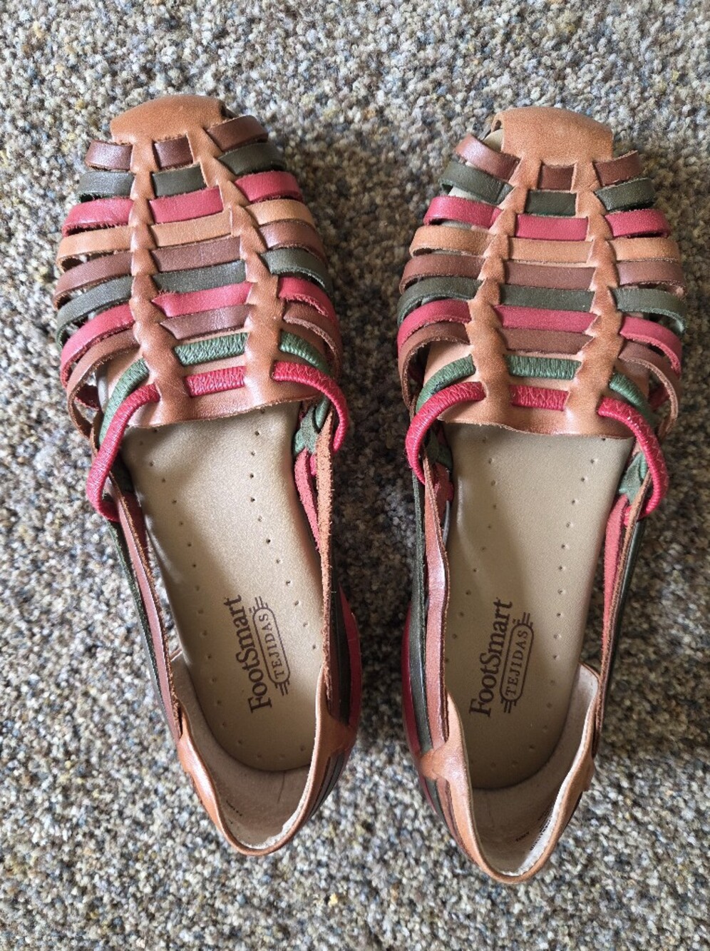 Multicolor Woven Leather Upper Flats 7.5 M FootSmart TEJIDAS. Made In Mexico.